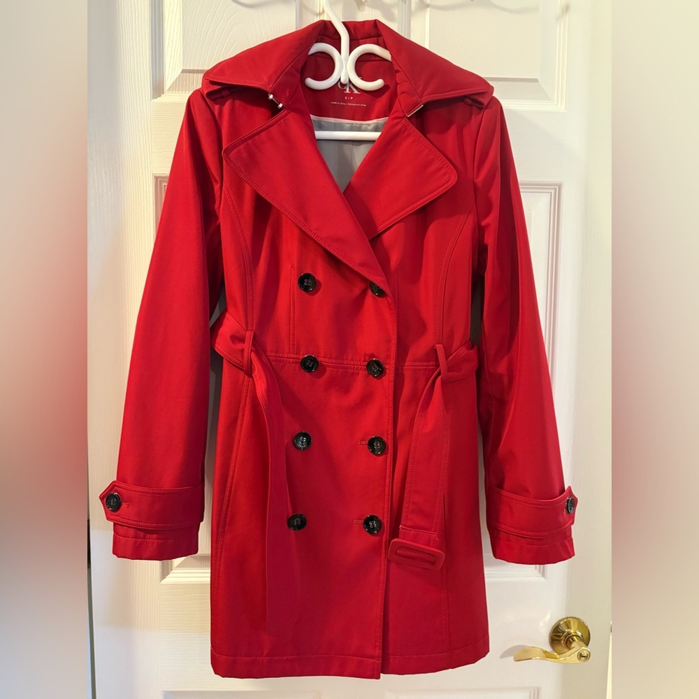 Calvin Klein Vibrant Red Trench Coat